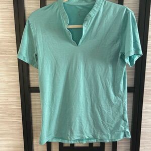 Nike dri-fit turquoise turquoise slit front short sleeve shirt s golf